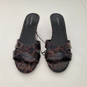 Calvin Klein Women's Leopard Print Heel Sandals. Size: 7
